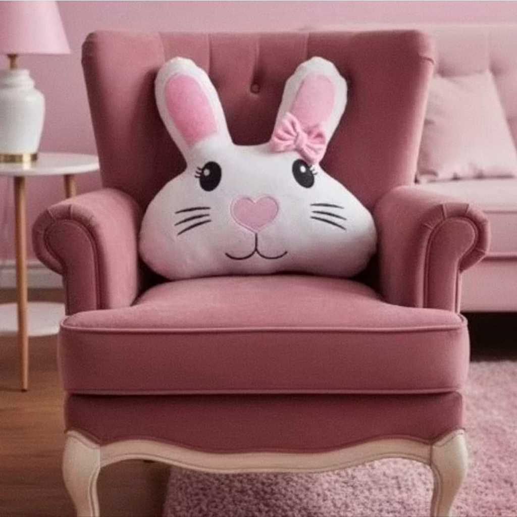 Almofada Bordada Coelho Infantil Azul Rosa | Presente Bebê Decoração Quarto | Páscoa | Criança