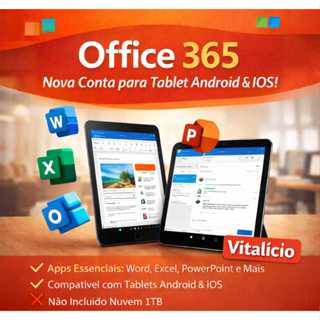 Office 365 Para Tablet Android e iOS | Nova Conta | Word Excel PowerPoint | Envio Rápido em Oferta na Shopee