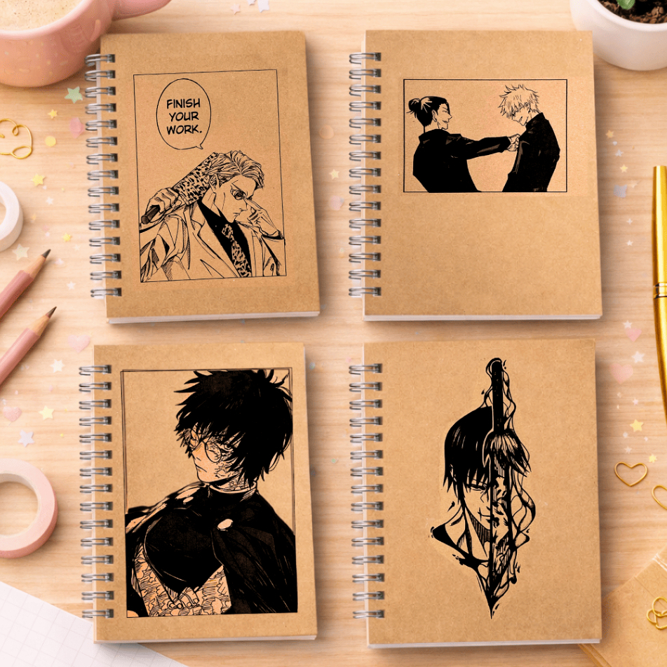 Sketchbook Caderno de Desenho e Aquarela, Jujutsu Kaisen, Capa Kraft Flexível, A5, 90g 180g 240g