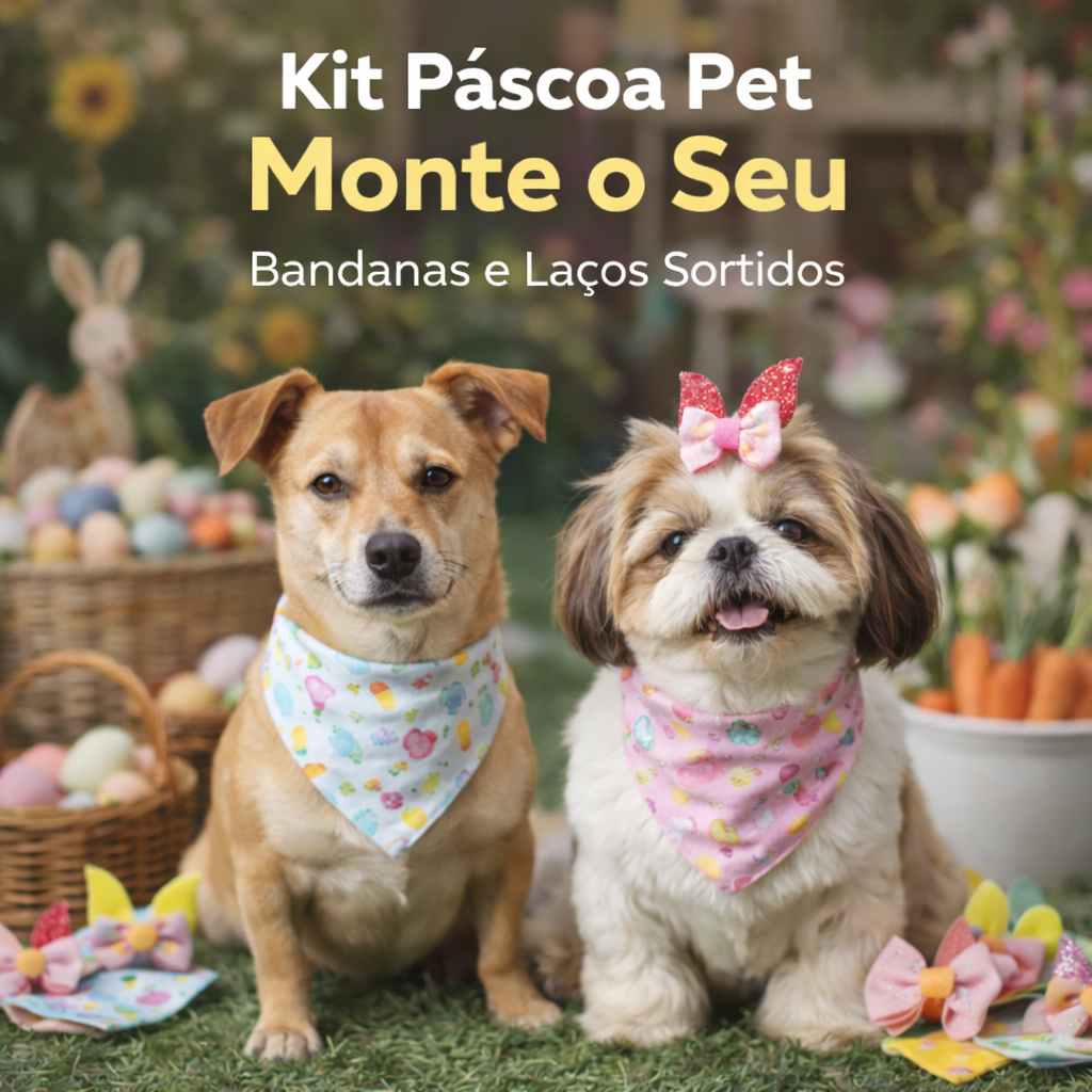 Kit Páscoa 2026 Pet Monte o Seu Bandana Laço Pet Sortidos Escolha Acessórios Para Cachorro Gato Cães
