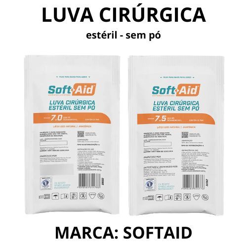 Kit C/ 10 Luvas De Látex Cirúrgica Estéril Sem Pó - Soft Aid em Oferta na Shopee