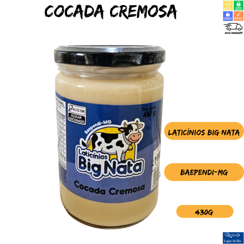 Cocada Cremosa Mineira Tradicional Sem Glúten 430g Big Nata