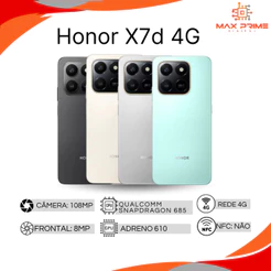 HONOR X7d 4G, Versão Global, Processador Qualcomm Snapdragon 685, Câmera 108MP, Bateria 6500mAh 256GB / 8GB RAM