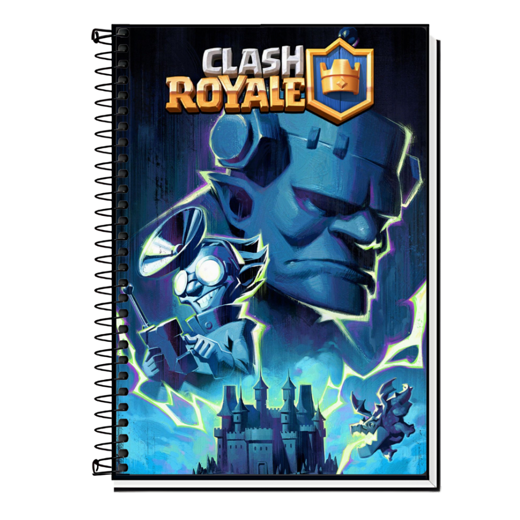 Caderno Clash Royale Capa Dura e Espiral 1 10 15 e 20 Matérias Escolar Universitário Gamer Resistente