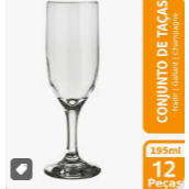 Conjunto de Taças Nadir 195ml Gallant Champagne - Embalagem com 12 Peças