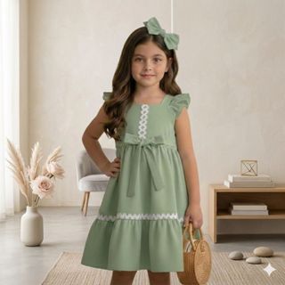 Vestido Infantil Menina Leve Soltinho Alcinha Versátil Luxo Premium Princesa Com Laço de Cabelo Novo em Oferta na Shopee
