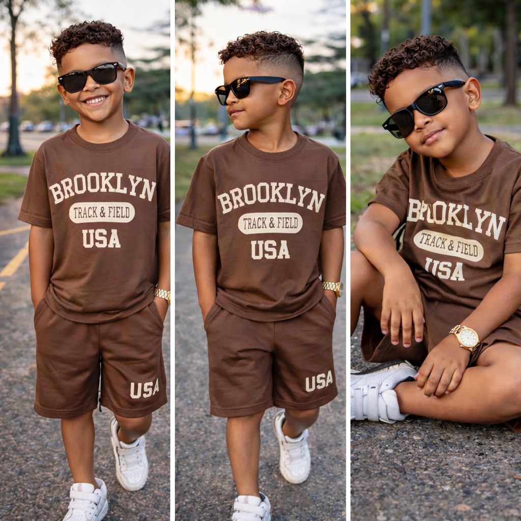 Conjunto Infantil Menino Luxo Camisa E Short Com Bolsos Roupa De Menino Estiloso