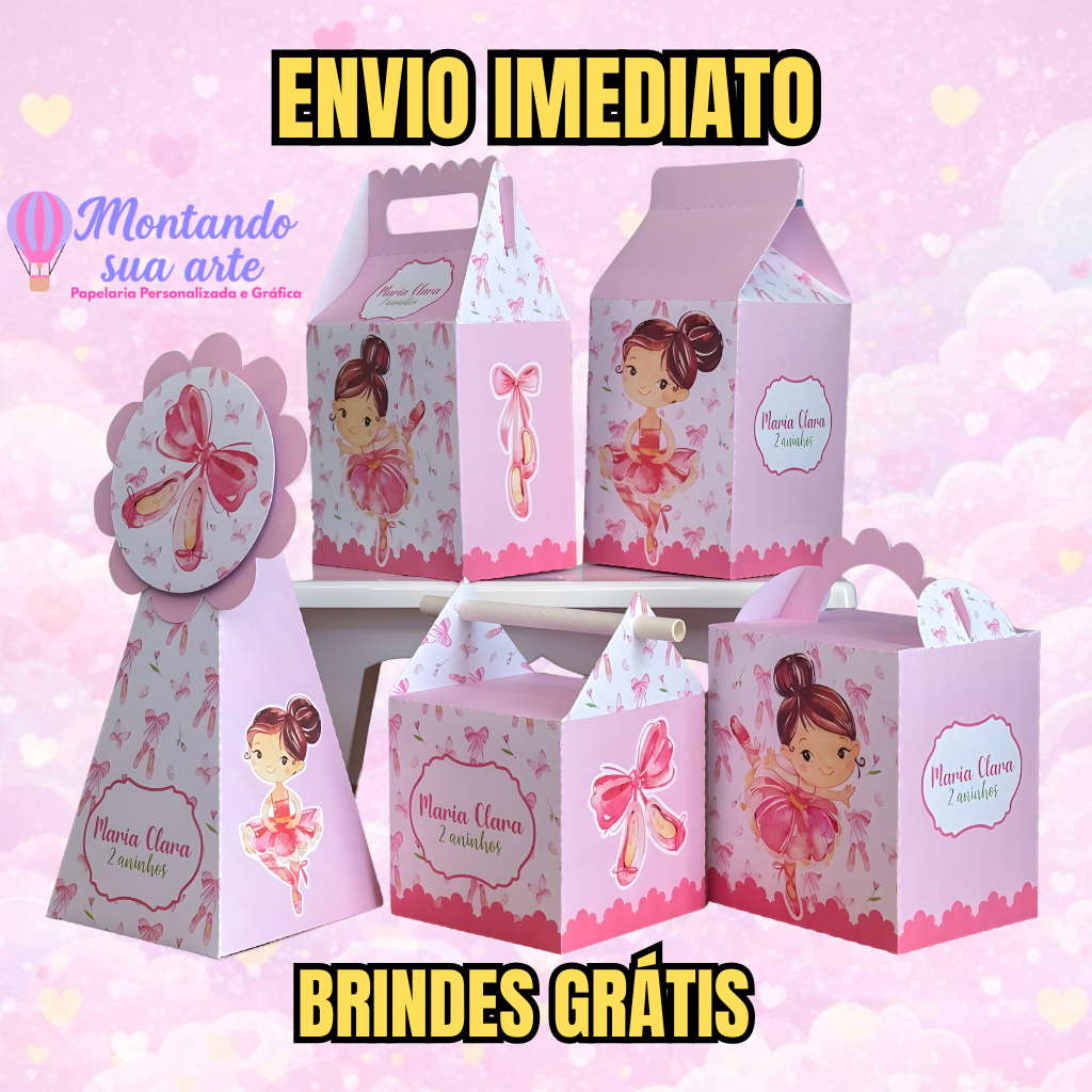 Kit  Caixinhas Personalizadas Bailarina| Lembrancinha Festa | FAZEMOS QUALQUER TEMA - ENVIO RÁPIDO