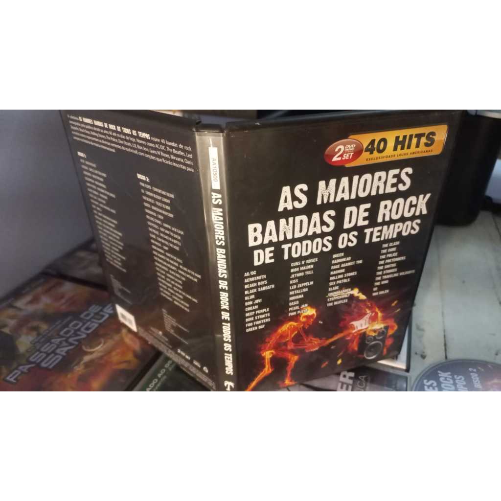 Dvd As Maiores Bandas De Rock De Todos Os Tempos, 40 Hits Duplo -AC Dc Kiss Iron Maiden Led Zeppelin The cure police sla