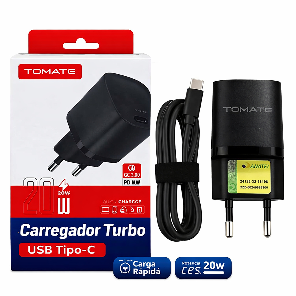 Kit Carregador Turbo Rápido Tipo C Tt2007c Fonte + Cabo Para Samsung Motorola Ma