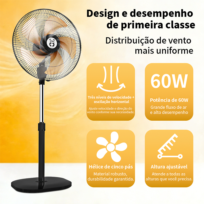 Ventilador 52cm De Coluna De Chão Turbo Vento Forte 3 Velocidades 127v/220v