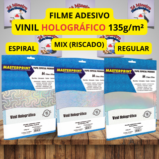 Vinil Adesivo Holográfico 135g A4 para Jato de Tinta Resistente a prova d'água Masterprint em Oferta na Shopee