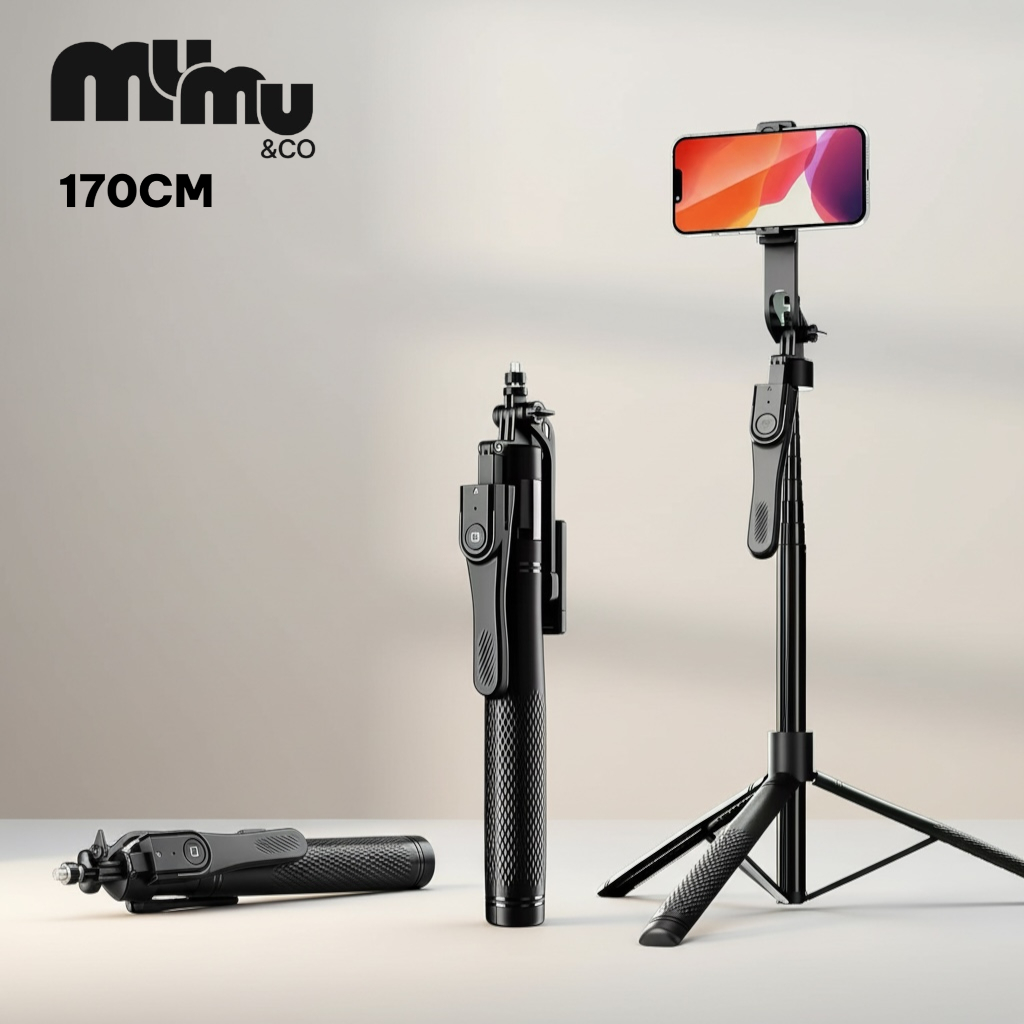 Tripé Suporte Celular 360 Profissional Bastão Selfie 1,7m + Controle Bluetooth Sem Fio Reforçado em Oferta na Shopee