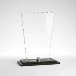Troféu em Vidro 21cm com Base em MDF Sem Personalização para Premiação Eventos Campeonatos Futebol
