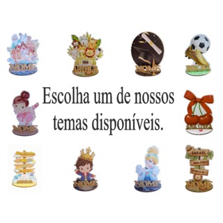 6 Centros de Mesa Escolha tema pronto Personalizado Lembranças Festa em Oferta na Shopee