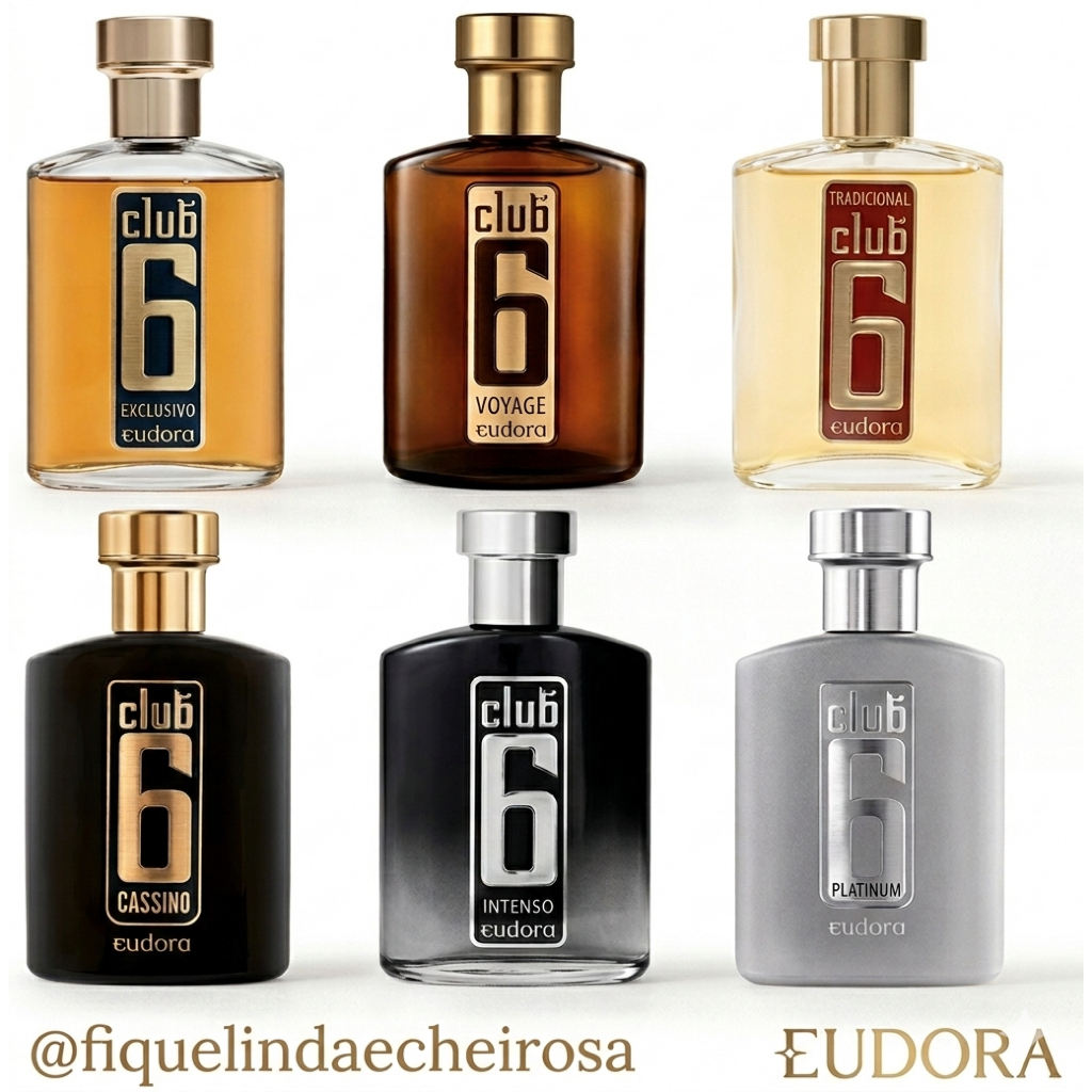Eudora Colônia Club 6 95ml - Todas as Fragrâncias (Tradicional, Cassino, Fever, Intenso Spotlight, Voyage, Exclusive)