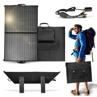 Painel Solar Portátil 200W/100W Monocristalino - À Prova d'Água, Dobrável e Compatível com Estações de Energia