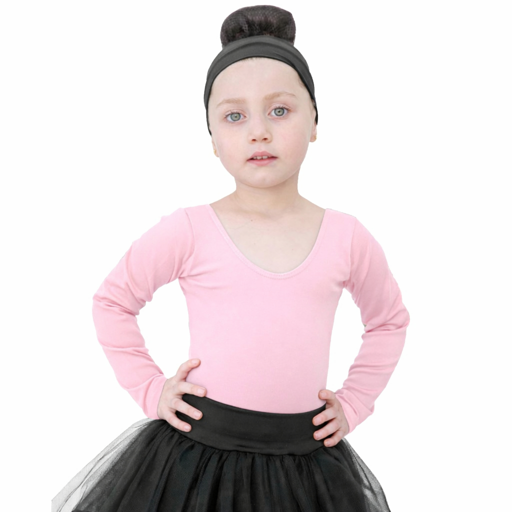 Collant Manga Longa Rosa Infantil Balé de 02 a 12 anos
