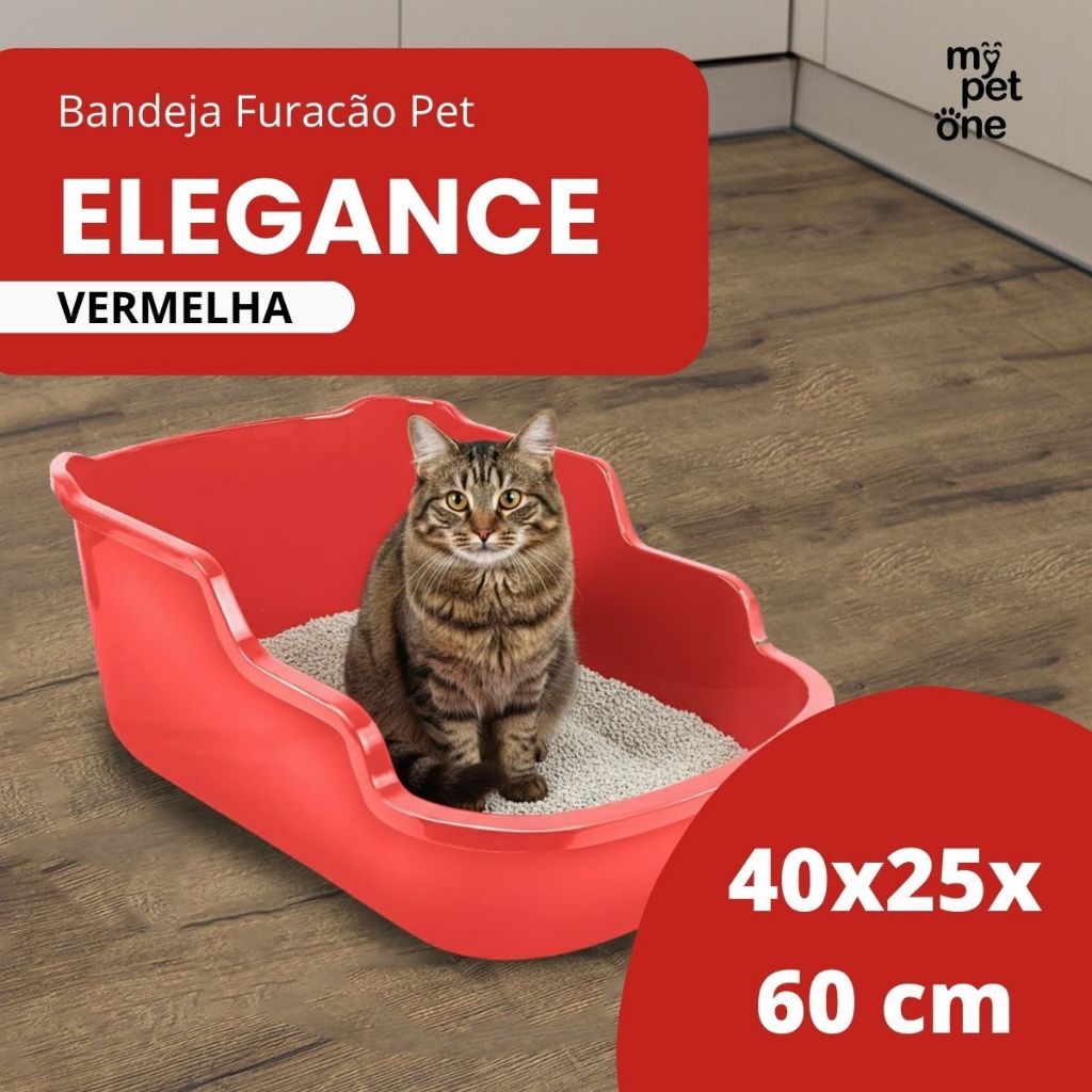 Bandeja Elegance Furacão Pet Vermelha – Solução Higiênica e Resistente