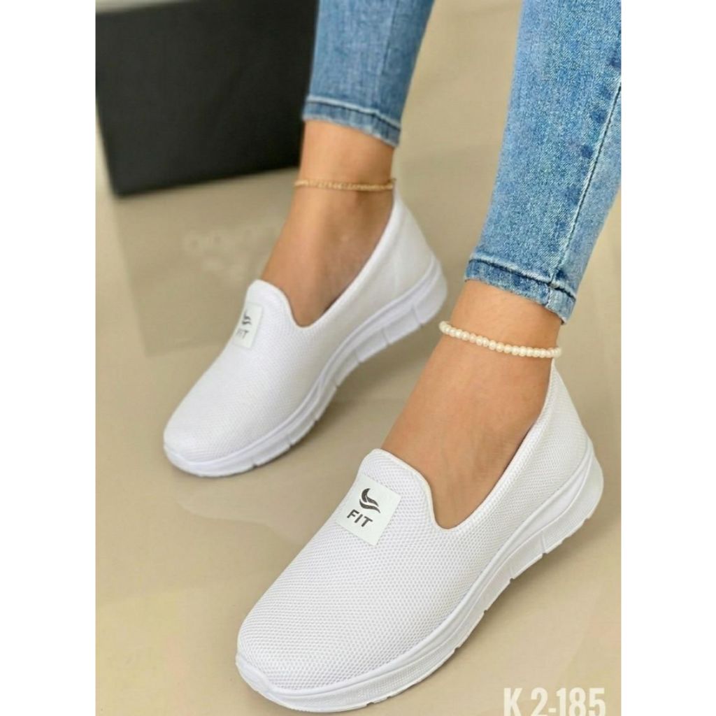 Sapatilha Tênis Feminino Confortável Leve Calce fácil Flexível Branco