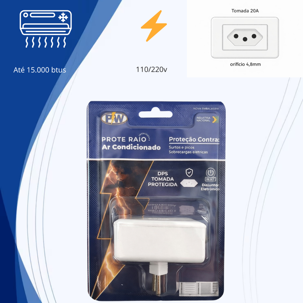 PROTETOR COMPLETO AR CONDICIONADO BIVOLT TOMADA 20A em Oferta na Shopee
