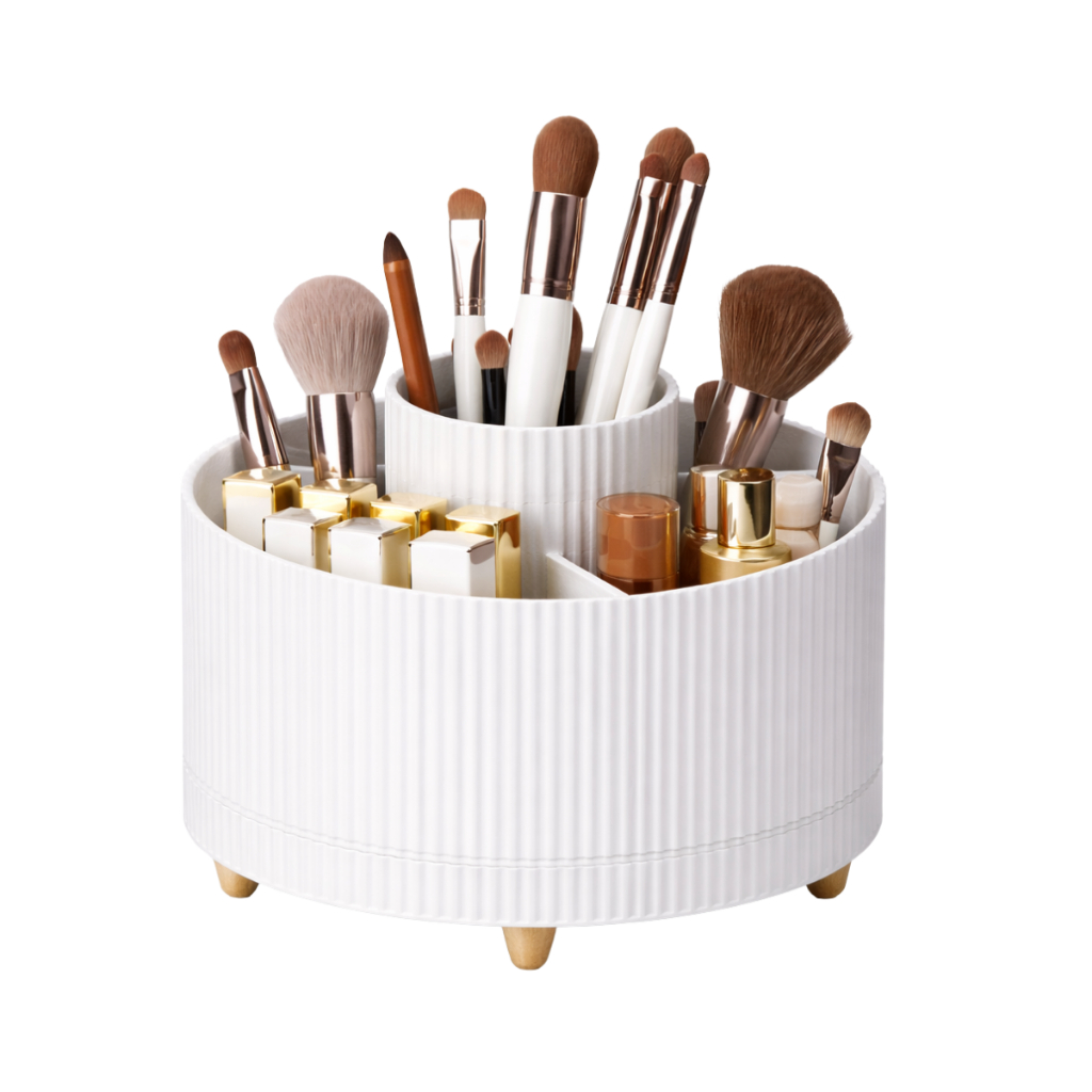 Porta Itens 6 Divisórias Giratório Organizador Resistente Minimalista Para Quarto Escritório Banheiro em Oferta na Shopee