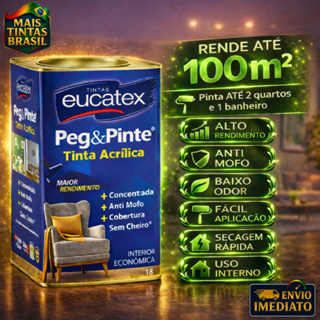 Tinta Peg & Pinte Eucatex 18L Acrílica Fosca Parede Interna Econômica em Oferta na Shopee