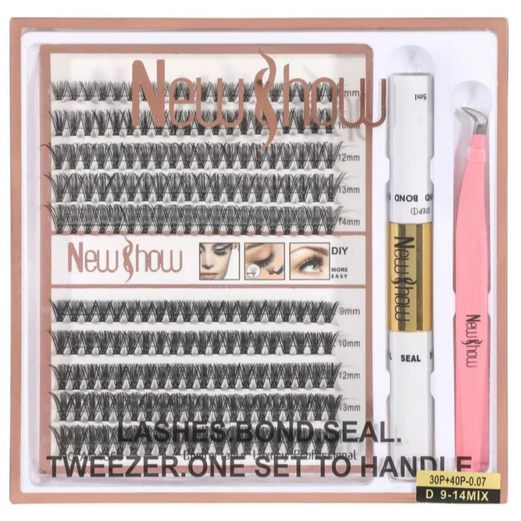 Kit De Extensão De Cílios New Show - Pacote Com 200 Cola E Pinças em Oferta na Shopee