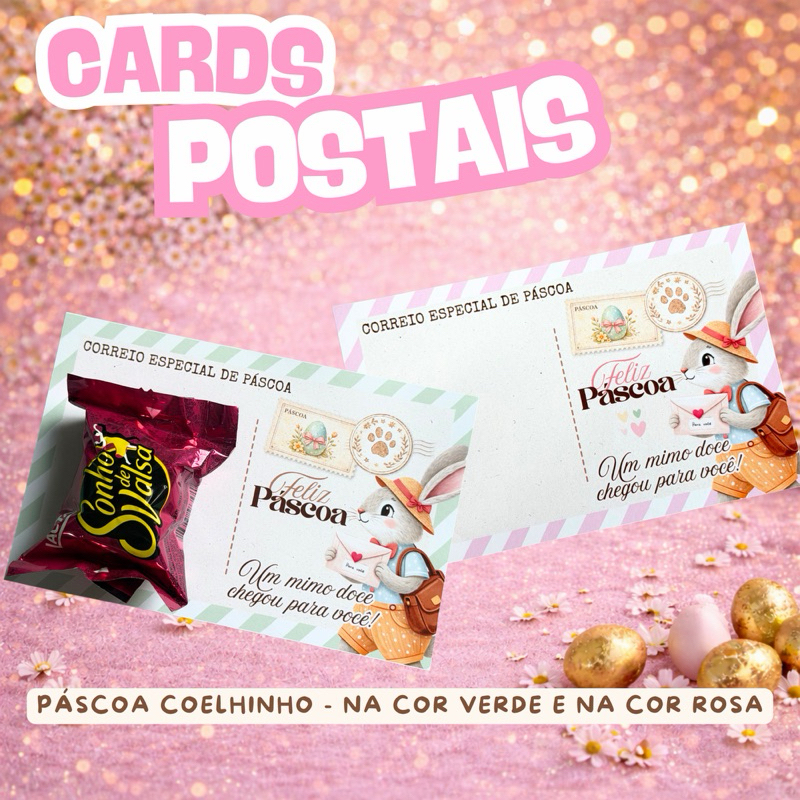 Card para Bombom Páscoa Coelhinho Personalizado com Logo | Porta Chocolate Correio Especial | Lembrancinha  Empresarial