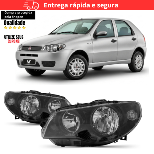 Par/Un Farol Dianteiro Palio Siena Strada G3 2004 2005 A 2016 Máscara Negra Aro Preto em Oferta na Shopee