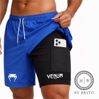 Bermuda De Compressão 2 Em 1 Dry Fit Com Elastano V.NOM01 Cobrinha, Ideal Para Treinos, Academia em Oferta na Shopee