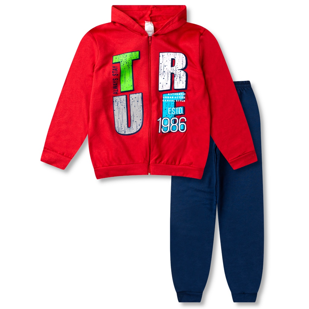 Conjunto Moletom Juvenil Masculino Roupa Menino Inverno 2 Peças - 1 Jaqueta e 1 Calça