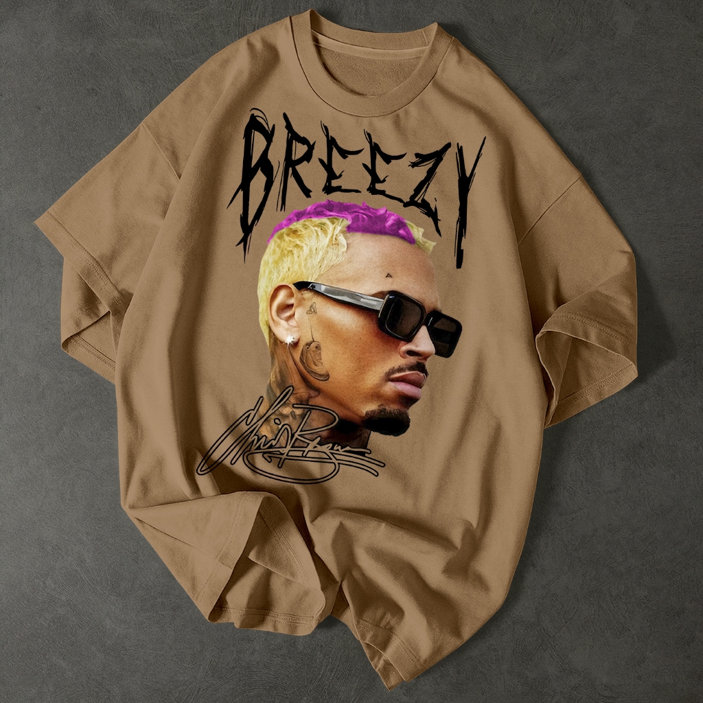 Camiseta Rapper Chris Brown Face Breezy streetwear — imagem 2 de 2