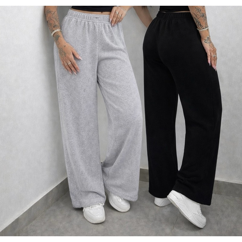 Calça Pantalona Feminina Cintura Alta Em Lanzinha Premium Elegante em Oferta na Shopee