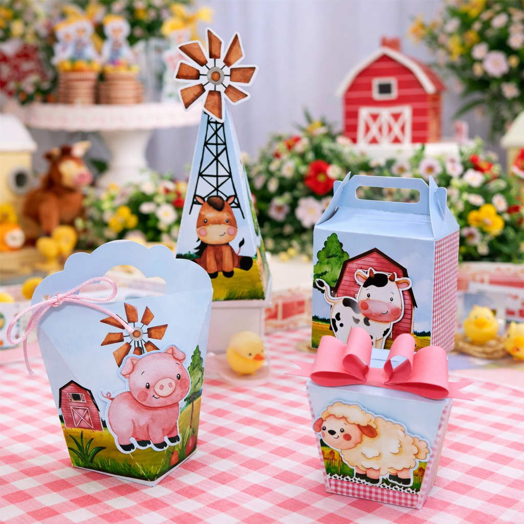 KIT CAIXINHAS PERSONALIZADAS FAZENDINHA ROSA/LEMBRANCINHA FAZENDINHA DE MENINA/ FESTA EM CASA