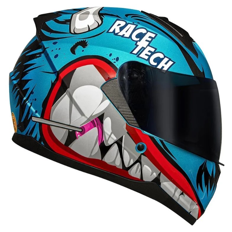 CAPACETE EXCLUSIVO RACE TECH SECTOR MONSTERS NHAC VERDE AZUL PROMOÇÃO VISEIRA CRISTAL + BRINDE em Oferta na Shopee