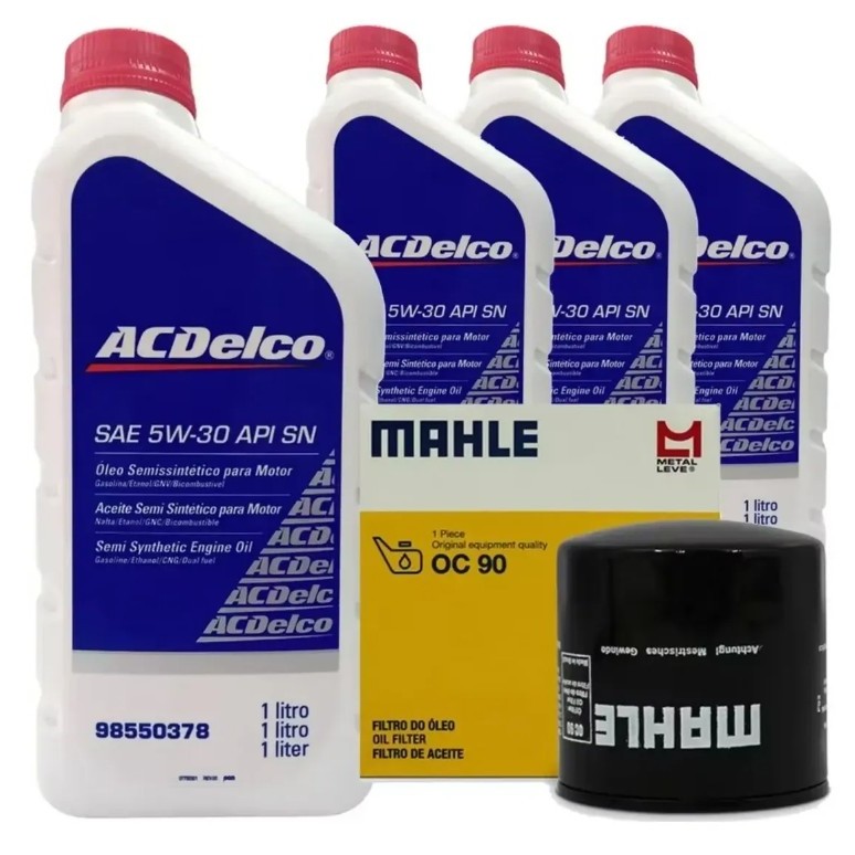 Kit Troca Óleo 4l 5w30 Acdelco Semi-sintéticos 5w30 + 1 Filtro De Óleo Oc90 Celta/corsa/astra/agile/onix/prisma/cobalt