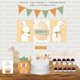 Kit festa páscoa aniversário em casa personalizado coelhinho bebe mesversário só um bolinho jardim em Oferta na Shopee