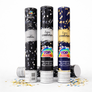 Kit 1 a 6 Lança Confete 30cm Top Festas | Chuva de Confetes Papel Metálico Dourado Prata ou Colorido | Festa e Eventos em Oferta na Shopee