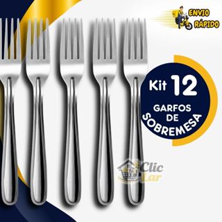 Kit 12 Garfos Sobremesa em Aço Inox Bolos Doces Linha Recife em Oferta na Shopee