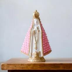 Imagem Nossa Senhora Aparecida Italiana Perola Rosa 15cm