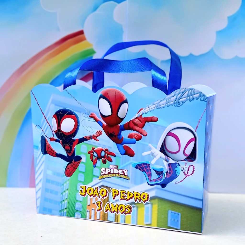 SACOLINHA PERSONALIZADA PARA LEMBRANCINHA DE FESTAS DE ANIVERSÁRIO TEMA SPIDER E SEUS AMIGOS