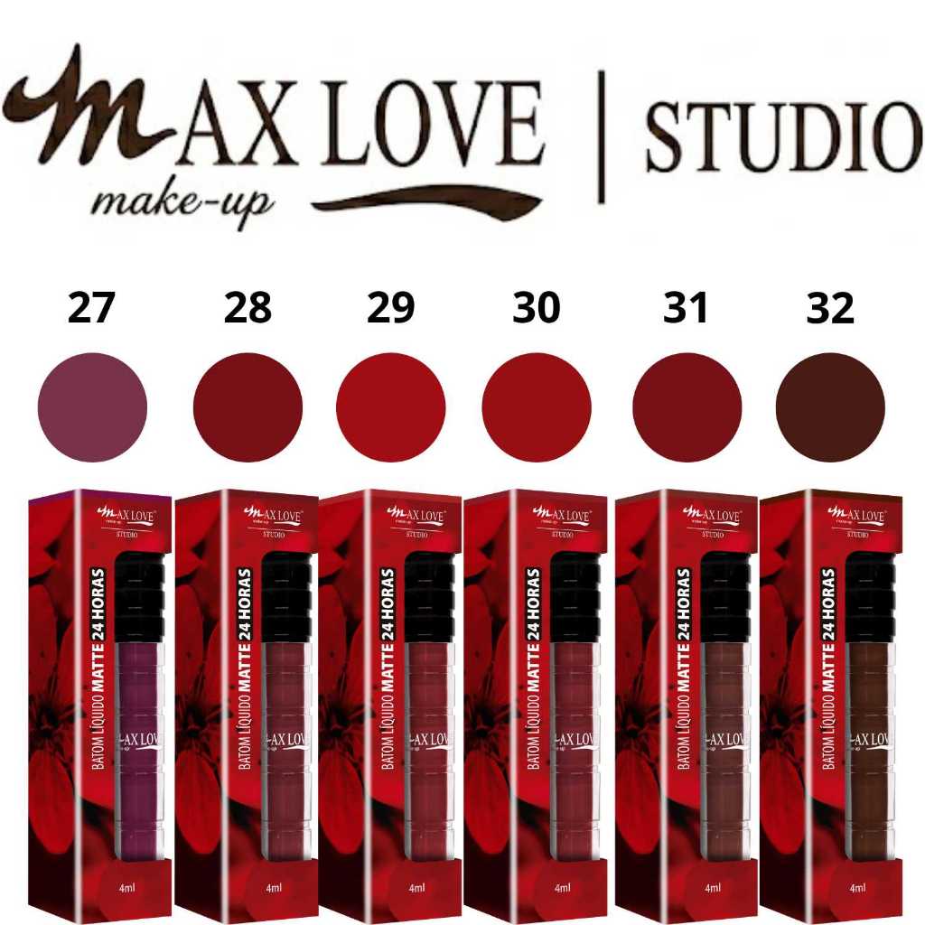Batom Matte Líquido 24 horas Max Love Escolha as Cores Promoção Batons Vinho Vermelho Rosa Nude em Oferta na Shopee