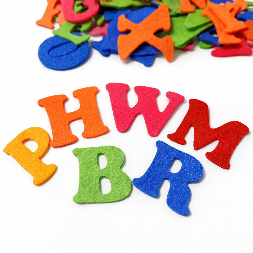 78 letras de 3cm -  apliques em feltro alfabeto colorido personalizado em Oferta na Shopee