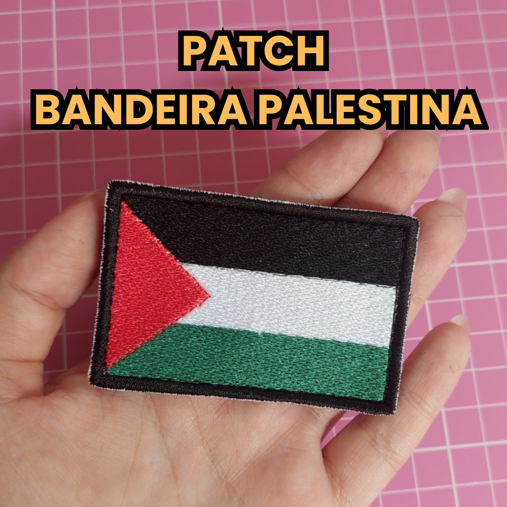Bandeira Palestina Patch Bordado | Aplique com Velcro ou Termocolante para Roupas e Mochilas