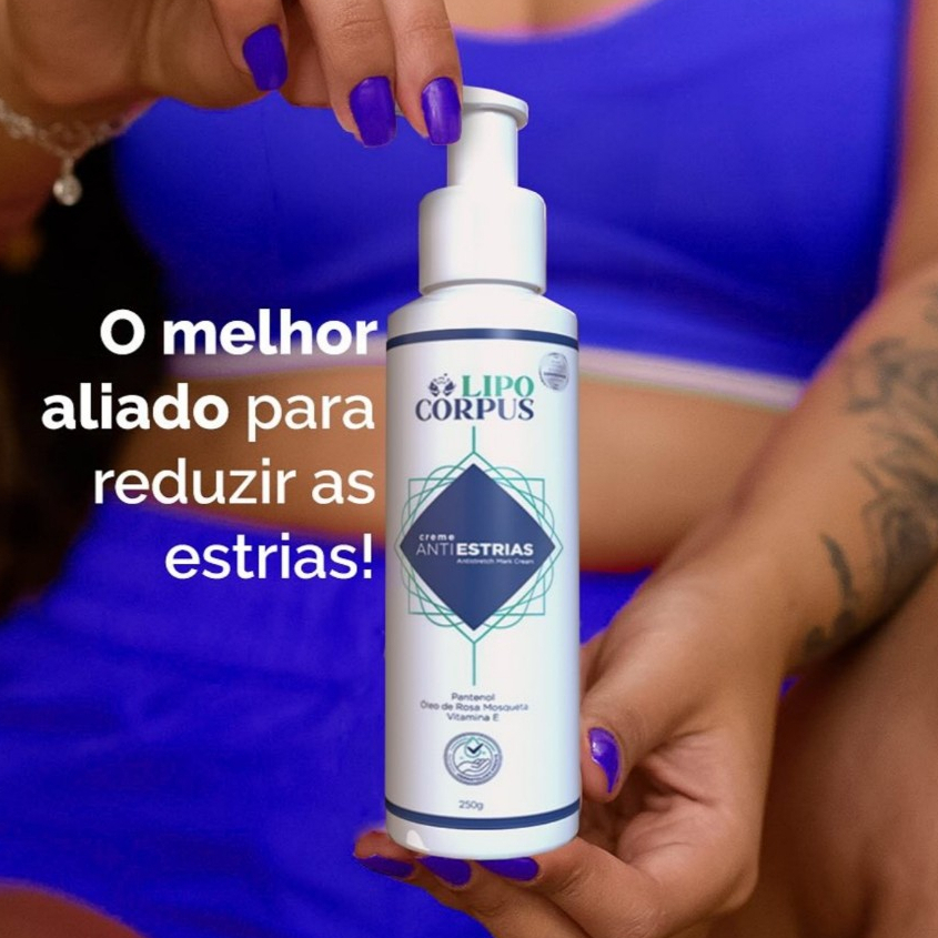 Creme AntiEstrias Removedor Estrias 250g Lipo Corpus Ação Poderosa – Produto Original