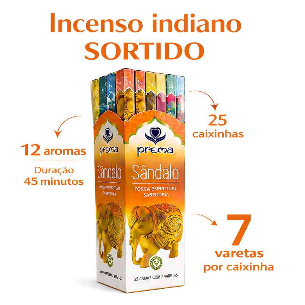 Incenso Indiano Prema 25 Caixinhas em Varetas Atacado em Oferta na Shopee