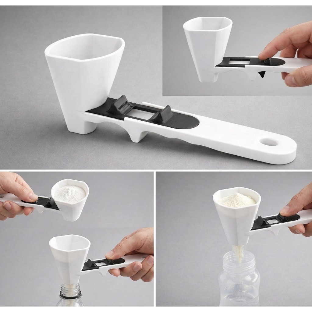 Colher Medidora Scoop Deslizante Dosador Whey Protein Creatina Leite em Pó Mamadeira Funil