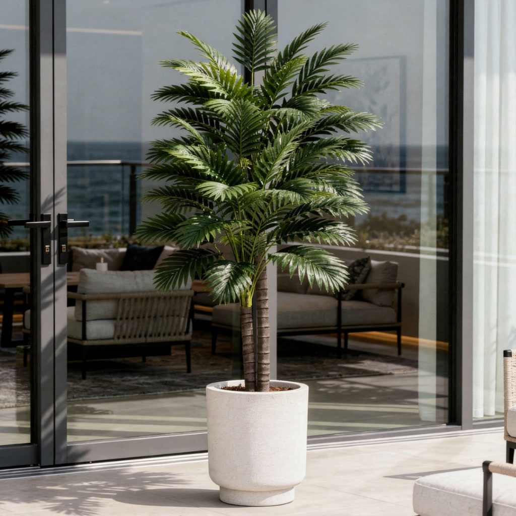 Planta Decorativa 2 Coqueiros Enfeite Sala 36 Folhagens Árvore Palmeira 130 Cm Sem Vaso
