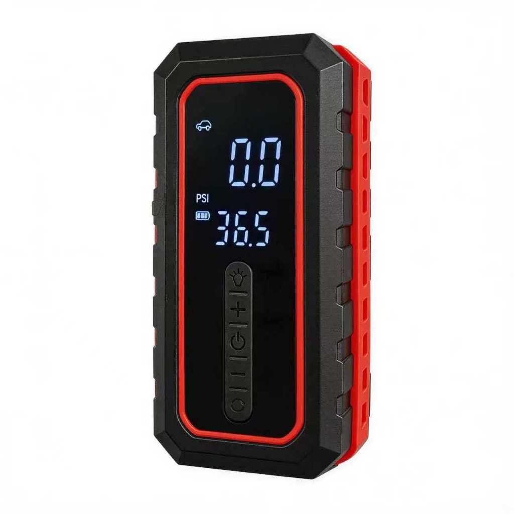 Compressor de Ar 120W Portátil com Função Chupeta Auxiliar de Partida Digital LED Bomba de Ar Automotiva Multifuncional